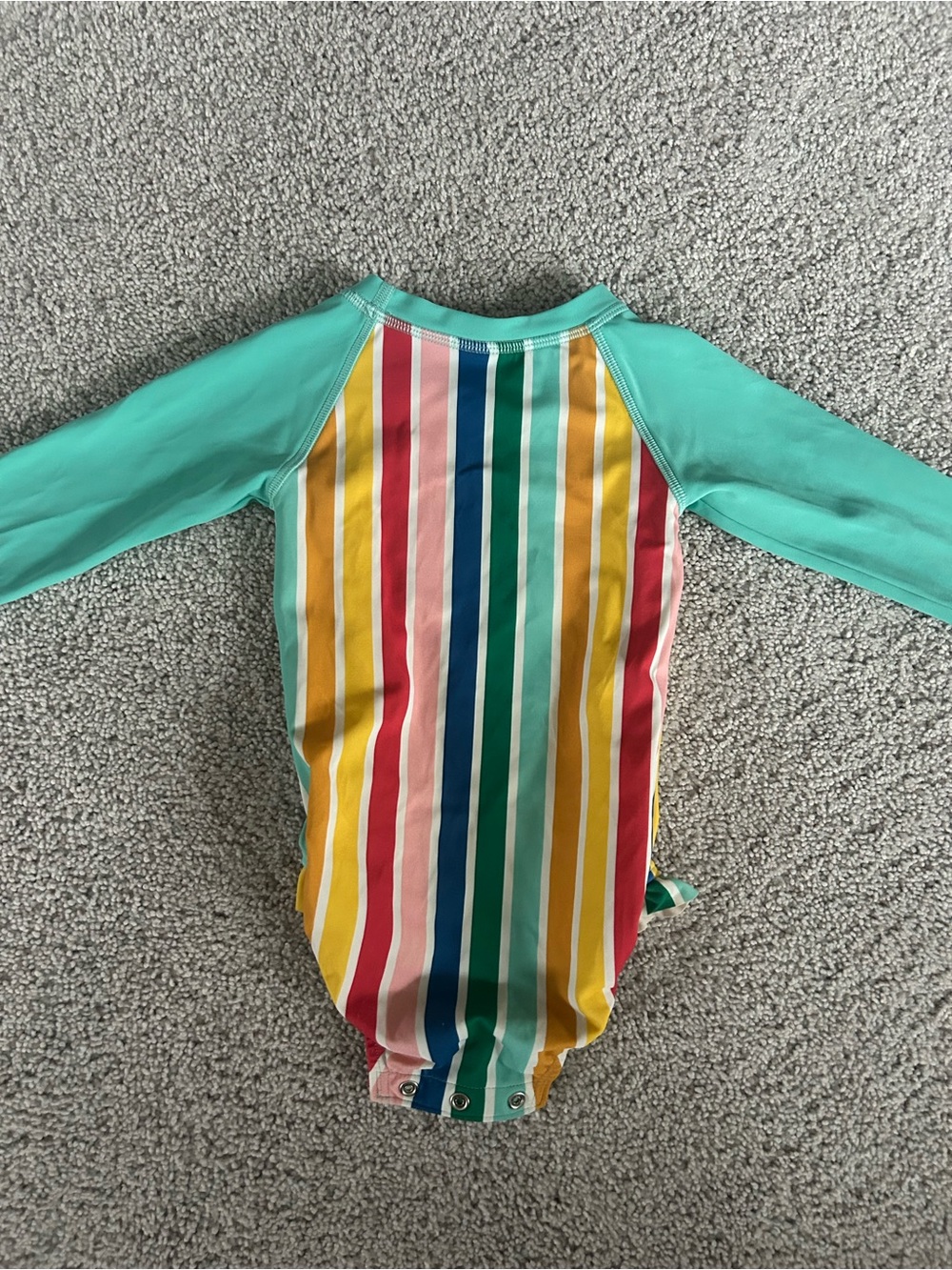Hanna Andersson Mickey Mouse Rainbow Stripe Rash Guard One-Piece - Picture 2 of 4